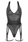 JapanAttitude Body à Rayures Transparente avec Harnais jarretière, Sexy élégant S
