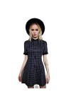 SHANHE 2023 Dark Punk Plaid Mall Gothique Esthétique Mini Robe Style Grunge À Manches Courtes Femmes Chemise Robes Élégant Pa