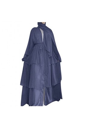 Mymyguoe Robe musulmane pour femme - Couleur unie - Manches longues - Avec lacets - Manches longues - Robe élégante - Couleur