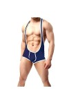 CABULE Mens Sexy Lingerie Bodystocking Wrestling Bretelles Singlet Jockstraps Bulge Pouch Boxer Underwear Body-Gris A,M