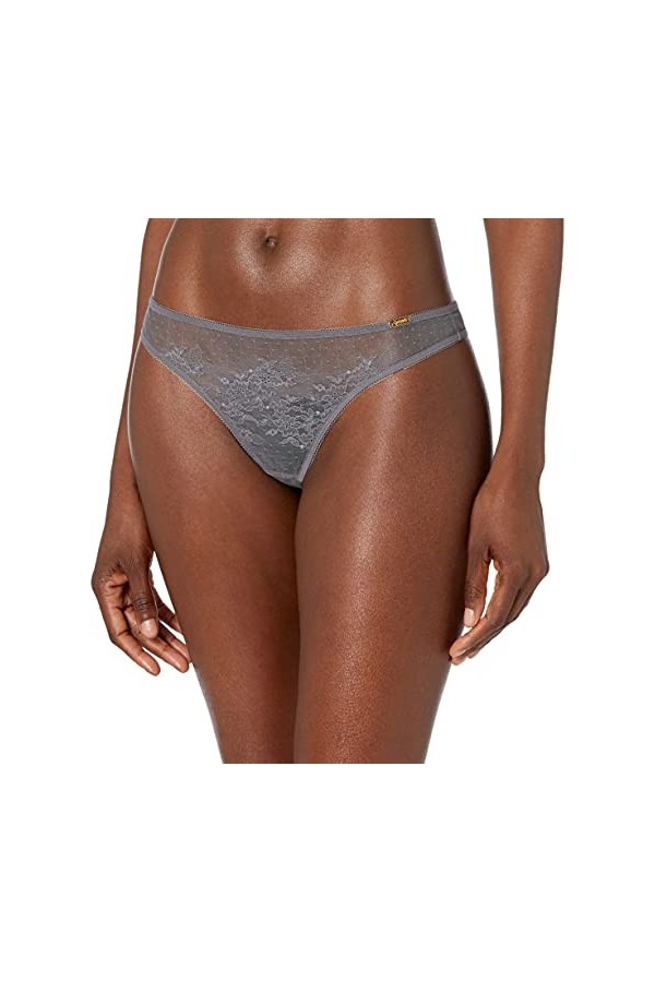 Gossard 13006 Womens Glossies Lace Platinum Grey Thong Large