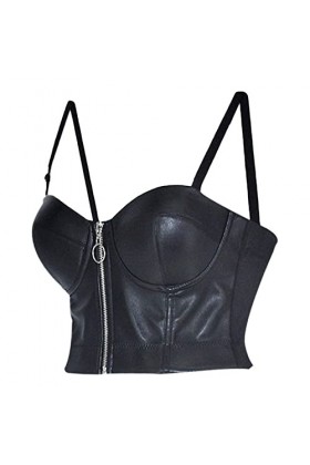 Soutiens-Gorge en Cuir PU Noir pour Femmes Soutien-Gorge Push Up Sexy Grande Taille Lingerie Gothique sous-vêtements Bralette