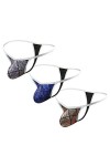 Panegy Lot de 3 Homme Strings Sexy G-String Taille Basse Thong Tangas Coton Gay Bulge Pouch Supporter Slips B-3 Pièces-03 Tai