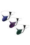 Panegy Lot de 3 Homme Strings Sexy G-String Taille Basse Thong Tangas Coton Gay Bulge Pouch Supporter Slips B-3 Pièces-03 Tai