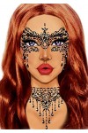 Leg Avenue - Masquerade face jewels sticker, Taille Unique Le Noir 