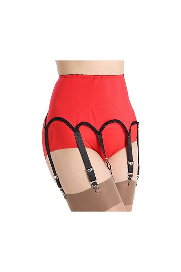 Porte Jarretelles Femme avec 6 Pinces Dentelle Réglable Jarretelle Grande Taille Haute pour Voyage de Noces Saint Valentin No