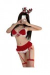 THSCWY Ensemble de lingerie de Noël sexy pour femme avec porte-jarretelles rouge, rouge, taille unique