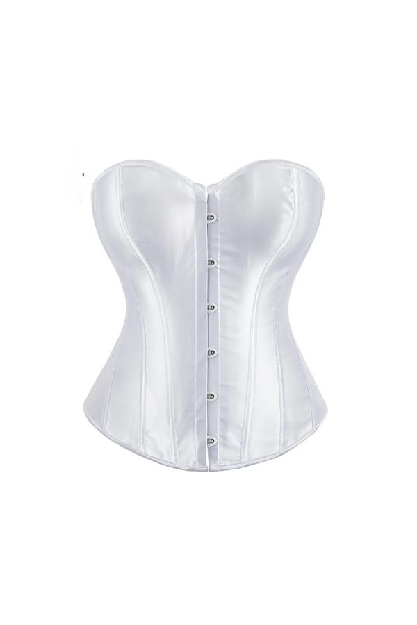 Niiyyjj Corset bustier en satin lisse avec baleines en plastique gothique Gorset sexy Busk brocart Korset pour femme, café, 5