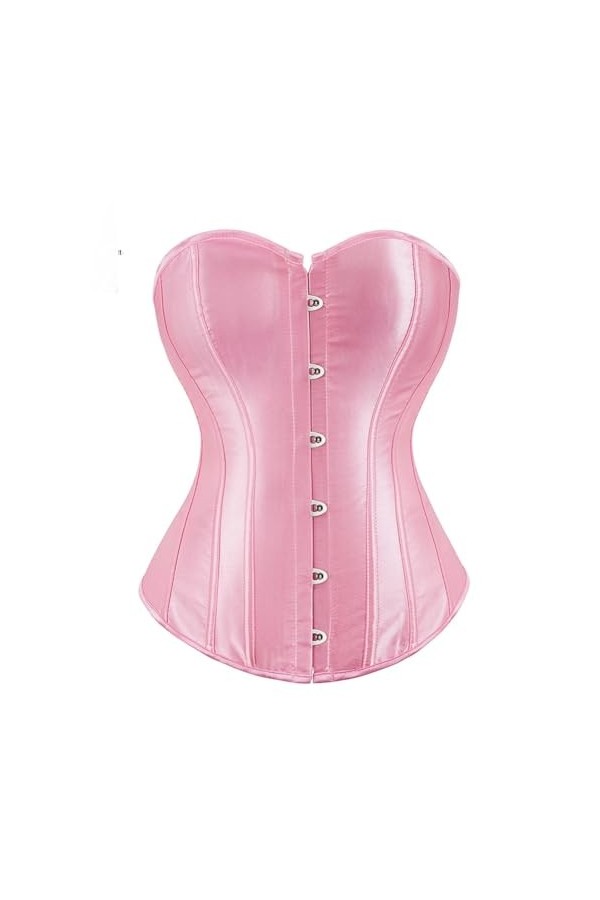 Niiyyjj Corset bustier en satin lisse avec baleines en plastique gothique Gorset sexy Busk brocart Korset pour femme, café, 5