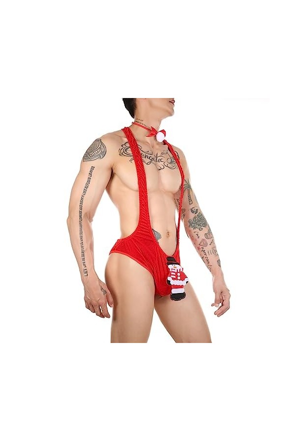 SKFLABOOF Coquin Lingerie Homme Jockstrap Drole Costume Noel Moulant Sexy Hot Boxer Bite Slip Harnais Deguisement Érotique Fi