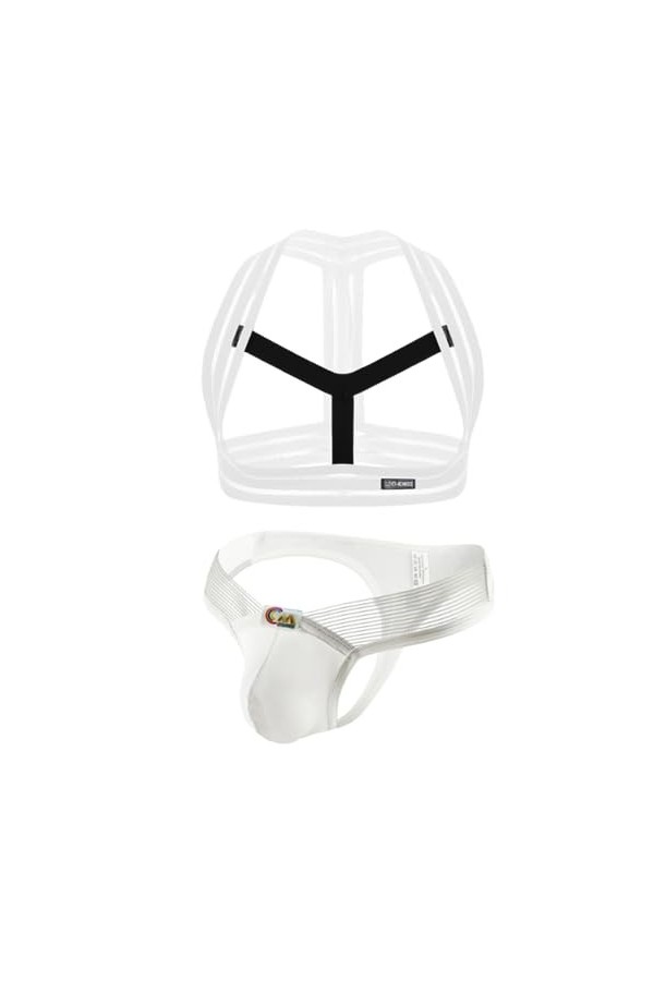 HSQSMWJ Homme Harnais Bandage Elastique Elastique String Sexy Fesse Nue sous Vetement Costume Tenu de Club Jeu de Rôle Color: