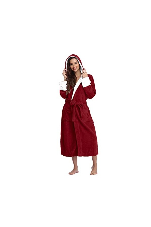 Mashaouyo Robe De Chambre Femme Peignoir Éponge avec Capuche - Peignoir Légère avec Ceinture Absorbant Confortable Velours À 