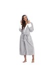 Mashaouyo Robe De Chambre Femme Peignoir Éponge avec Capuche - Peignoir Légère avec Ceinture Absorbant Confortable Velours À 