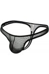 GUETTO sous-vêtements Sexy pour Hommes, String G, Culotte Transparente, Dos en T,Noir,XXL
