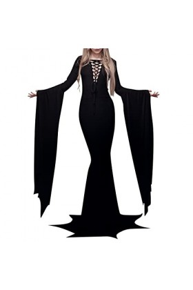 FGUUTYM Robe noire pour homme gothique et femme - Costume sexy gothique vintage pour Halloween - Robe gothique noire - Robe g
