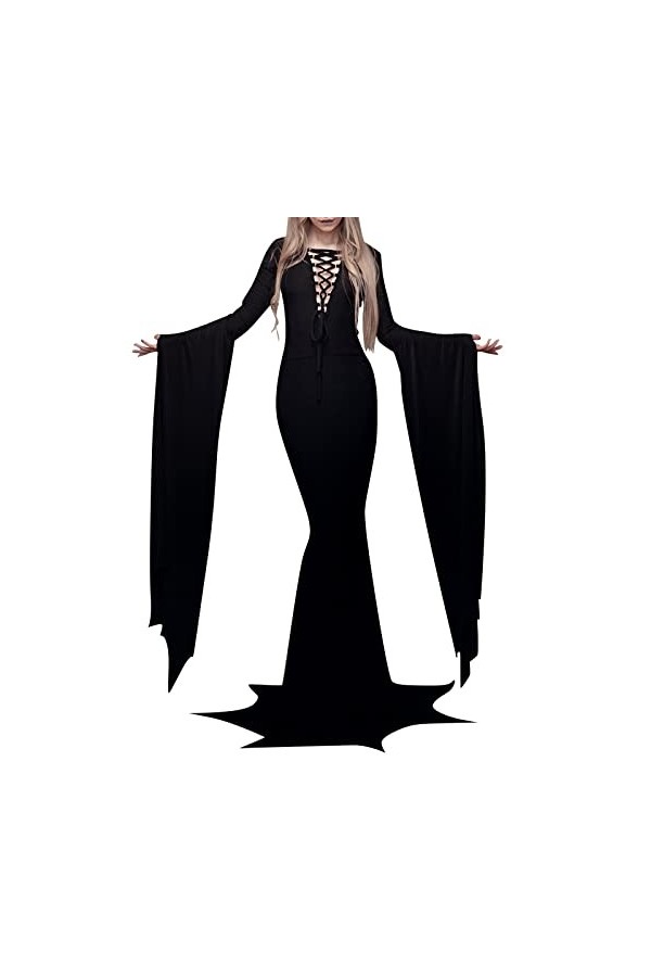 FGUUTYM Robe noire pour homme gothique et femme - Costume sexy gothique vintage pour Halloween - Robe gothique noire - Robe g