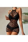 ZTIANEF Érotisme Sexe Et Sensualité Sexy Hollow Sleepwear Résille Body Robe Lingerie Exotique Robe, Noir, Taille Unique