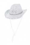 Smiffys 53048 Chapeau de cowboy avec strass, unisexe, adulte, blanc et argent, taille unique