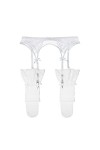 WEITING Ensemble de 2 porte-jarretelles et bas en dentelle pour femme - Blanc - S
