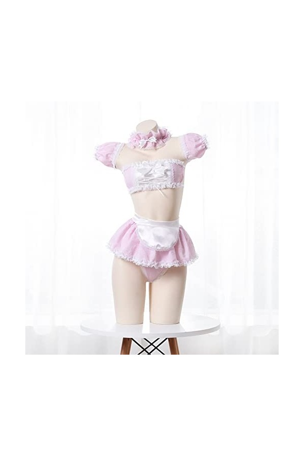 Tenue de soubrette sexy Anime Cosplay Kawaii Lolita Lingerie Costume de soubrette Dentelle Bikini Tenue Soutien-gorge et mini