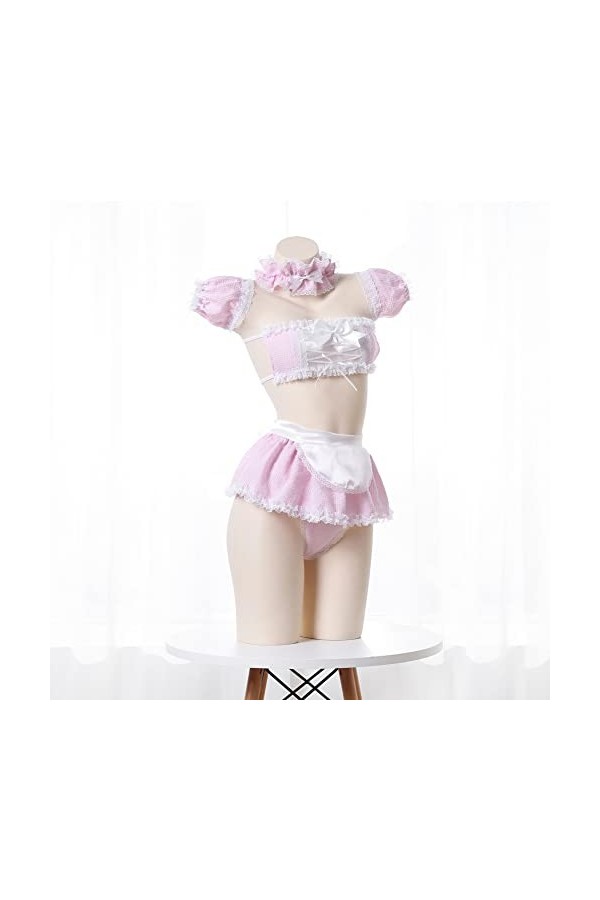 Tenue de soubrette sexy Anime Cosplay Kawaii Lolita Lingerie Costume de soubrette Dentelle Bikini Tenue Soutien-gorge et mini