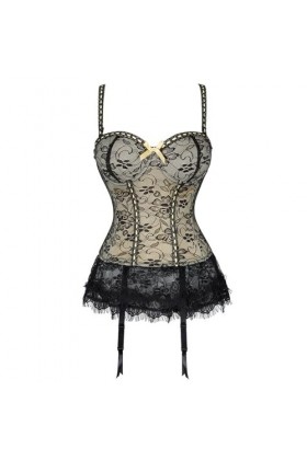 Jupe trapèze en Dentelle et Maille avec Porte-Jarretelles, sous-vêtements Sexy, Nouveau Style-Blanc Violet Clair-S