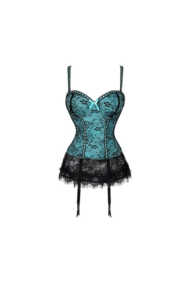 Jupe trapèze en Dentelle et Maille avec Porte-Jarretelles, sous-vêtements Sexy, Nouveau Style-Blanc Violet Clair-S