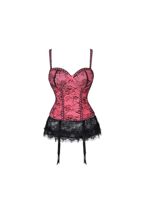 Jupe trapèze en Dentelle et Maille avec Porte-Jarretelles, sous-vêtements Sexy, Nouveau Style-Blanc Violet Clair-S