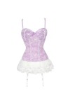 Jupe trapèze en Dentelle et Maille avec Porte-Jarretelles, sous-vêtements Sexy, Nouveau Style-Blanc Violet Clair-S