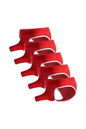 JEShifangjiusu String éRotique en Modal pour Hommes sous-VêTements Respirants Sexy Slip Extensible Doux Rouge 5PC,S 