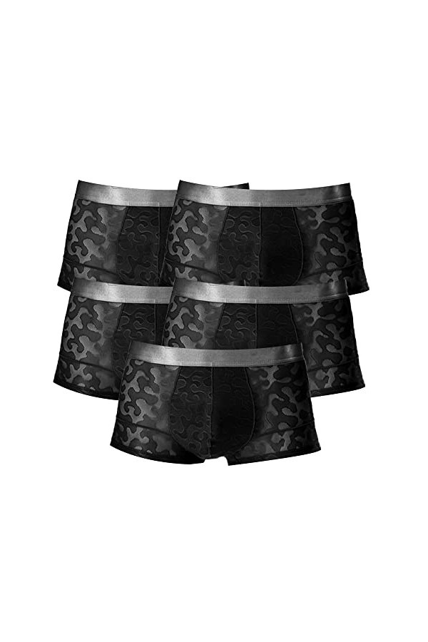 JEShifangjiusu sous-VêTements Sexy pour Hommes - Boxers en Soie GlacéE Boxer Frais Et Respirant Boxer à Motif Jacquard Boxer 