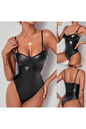 Ensemble de lingerie érotique pour femme Sexy Sexy Licol Dentelle Mode Sexy Cuir verni Vêtements de nuit Lingerie Tentation S