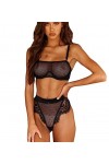 ZTIANEF MiniLingerie érotique Bretelle Dentelle Maille Haut Gratte-Ciel, Noir, XL