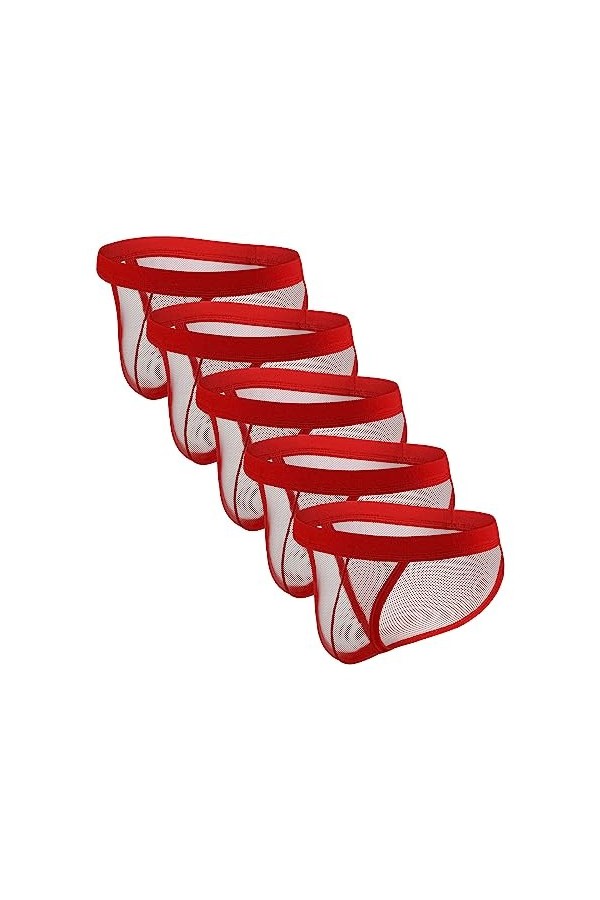 JEShifangjiusu String Basses Couleurs Unies pour Hommes Slip éRotique Respirant à SéChage Rapide sous-VêTements Sexy en Maill