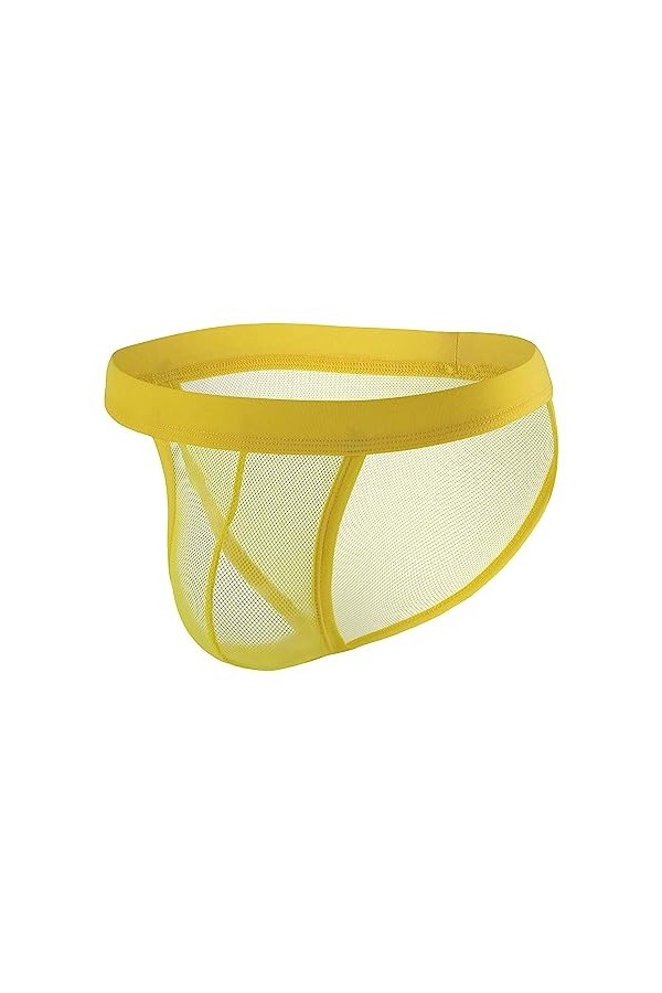 JEShifangjiusu String Basses Couleurs Unies pour Hommes Slip éRotique Respirant à SéChage Rapide sous-VêTements Sexy en Maill