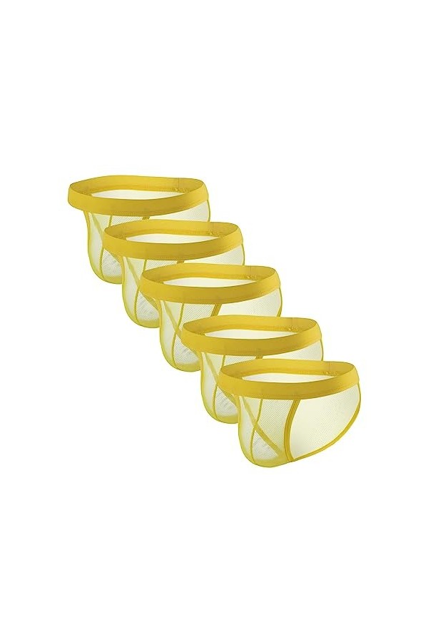 JEShifangjiusu String Basses Couleurs Unies pour Hommes Slip éRotique Respirant à SéChage Rapide sous-VêTements Sexy en Maill