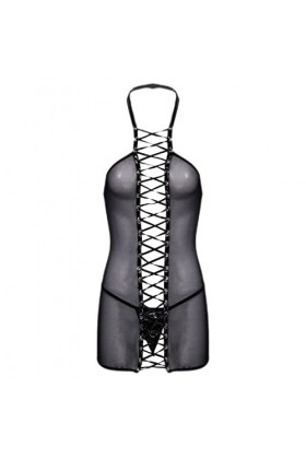 CHOUBAGUAI Robe de nuit pour femme, lingerie de nuit en maille transparente, pyjama en résille, mini jupe moulante, costume s