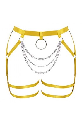 Porte-jarretelles grande taille pour femme, style punk, gothique, festival, rave orange jaune , Orange et jaune., taille uni