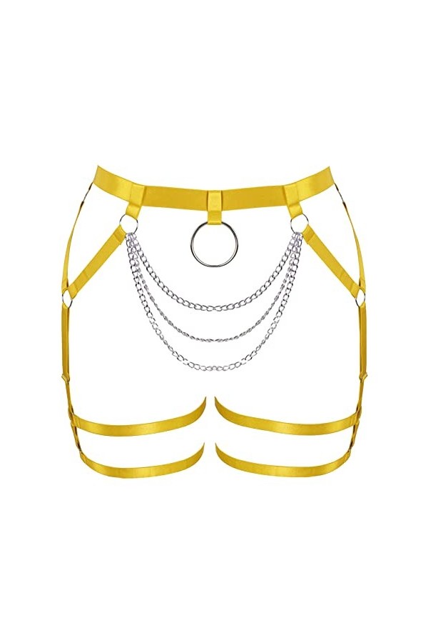 Porte-jarretelles grande taille pour femme, style punk, gothique, festival, rave orange jaune , Orange et jaune., taille uni