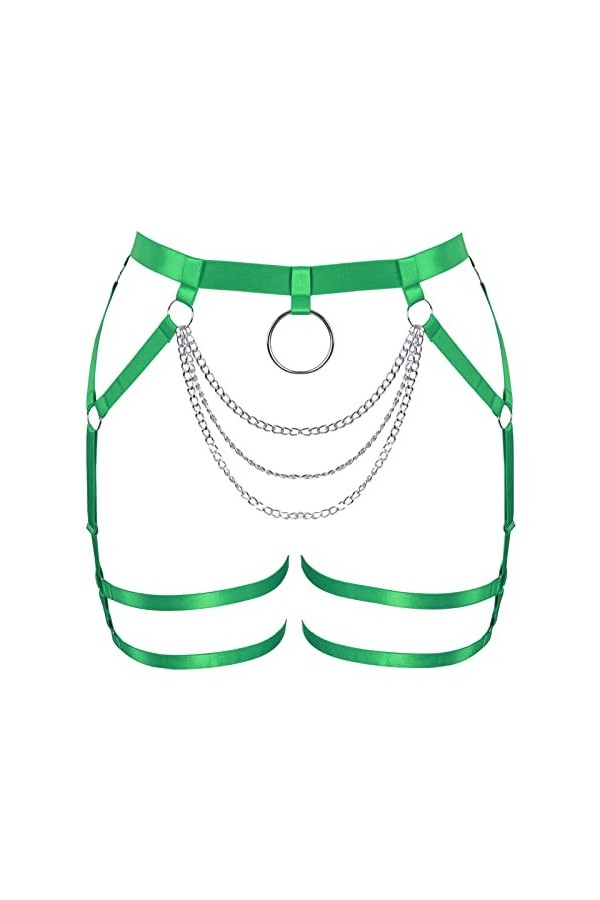 Ceinture porte-jarretelles grande taille pour femme, style punk, gothique, festival, rave, Vert Fruit, taille unique