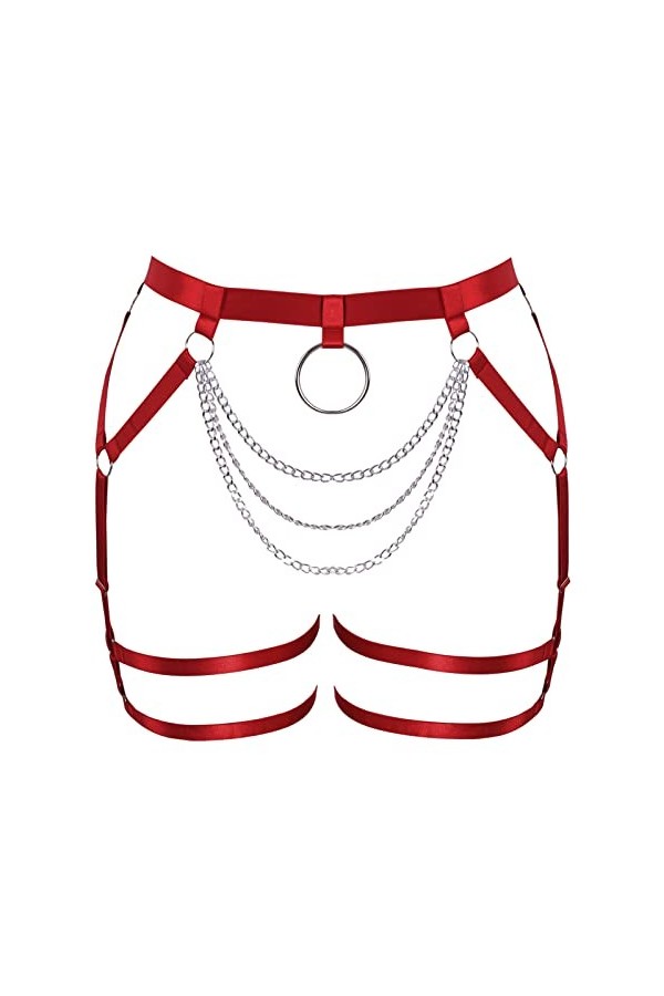 Ceinture porte-jarretelles grande taille pour femme, style punk, gothique, festival, rave, Vert Fruit, taille unique