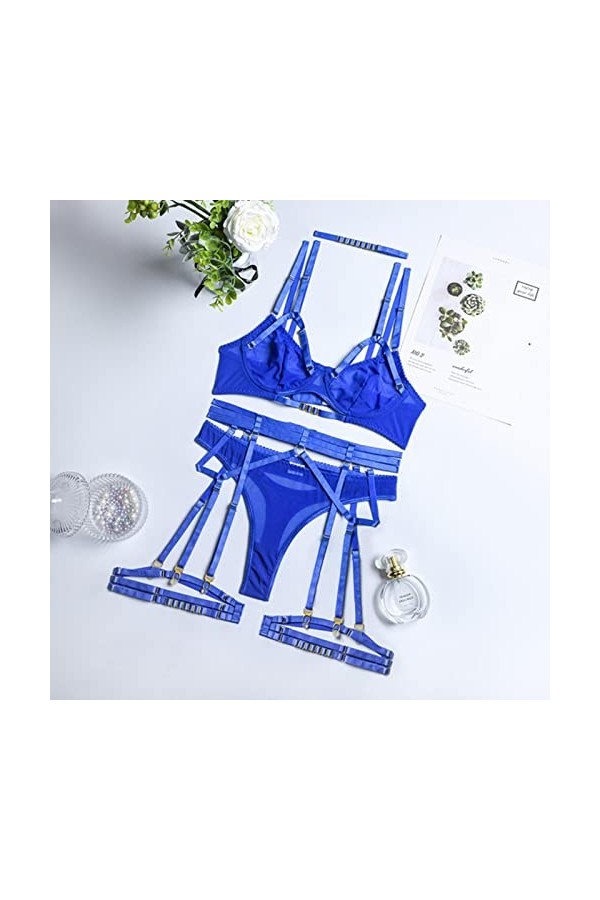 ASZO 5 pièces Mesh Lingerie Sexy Femmes Luxe Designer sous-vêtements Sexy Hollow Out Bra Culotte Set avec Deluxe Erotic Packa