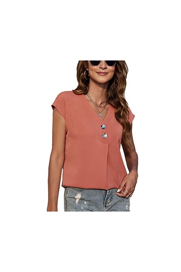 Naroote Chemise en Mousseline de Soie, Haut en Mousseline de Soie à Col en V et Chauve-souris en Polyester à Motif Uni pour l