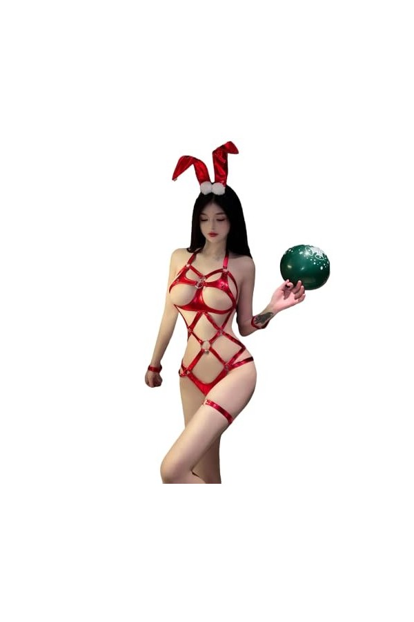 LureZone Vêtements sexy pour femme - Lapin mignon - Cosplay - Sous-vêtements kawaii coquins - Tenue de soubrette 6990 noir 