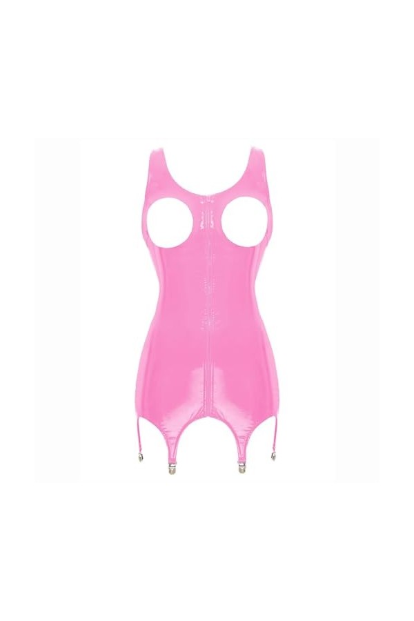 Lingerie Sexy Femme Coquine Hot Robe Exposée avec Soutien-Gorge Et Clip en Métal, Noir, 4XL