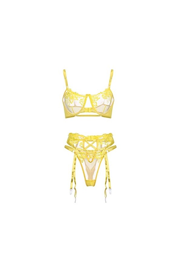 Femme Ensemble Soutien Gorge et String Erotique sous-Vetements Sexy Lingerie Sexy Ensemble Dentelle Vêtements De Nuit 2 Pièce