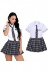 WEITING Lingerie Sexy Uniforme détudiant Japonais Costume Chemise à Manches Courtes avec Jupe à Carreaux et Cravate School G