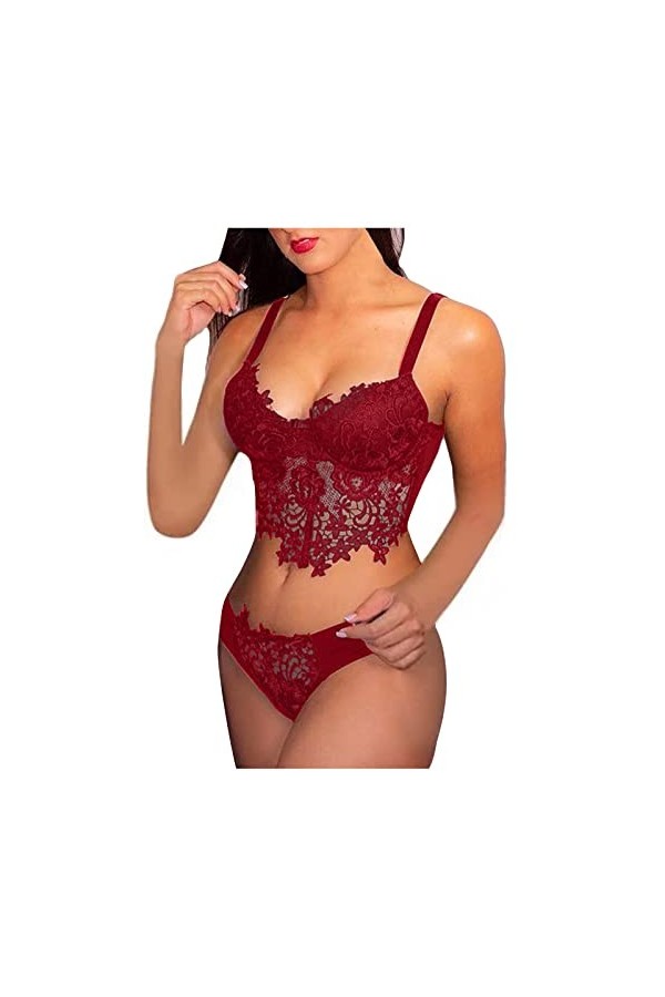 Zshosam Ensemble de lingerie érotique Femme Sexy Sexy Licol Dentelle Broderie Sexy Dentelle Sous-vêtements Sexy Ensemble Sous