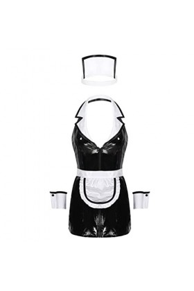 CHOUBAGUAI Femmes Sexy Tablier Maid Dress Cosplay Costumes Hot Babydoll Maid Dress Uniforme Halloween Jeu de Rôle Costumes Co