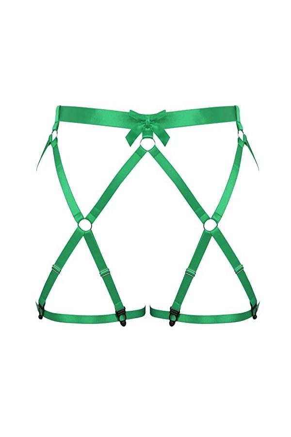 Porte-jarretelles punk au niveau de la cuisse - Harnais pour femme - Grande taille - Jambe ajourée - Gothique - Rave dHallow